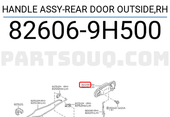 Nissan 826069H500 HANDLE ASSY-REAR DOOR OUTSIDE,RH