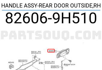 Nissan 826069H510 HANDLE ASSY-REAR DOOR OUTSIDE,RH