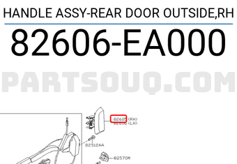 Nissan 82606EA000 HANDLE ASSY-REAR DOOR OUTSIDE,RH