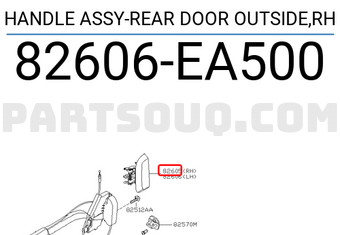 Nissan 82606EA500 HANDLE ASSY-REAR DOOR OUTSIDE,RH