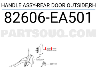 Nissan 82606EA501 HANDLE ASSY-REAR DOOR OUTSIDE,RH