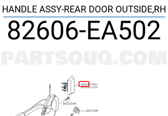 Nissan 82606EA502 HANDLE ASSY-REAR DOOR OUTSIDE,RH