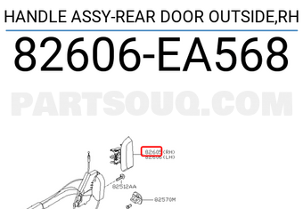Nissan 82606EA568 HANDLE ASSY-REAR DOOR OUTSIDE,RH