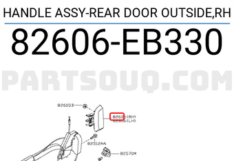 Nissan 82606EB330 HANDLE ASSY-REAR DOOR OUTSIDE,RH