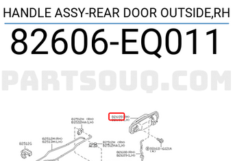 Nissan 82606EQ011 HANDLE ASSY-REAR DOOR OUTSIDE,RH