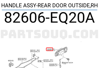 Nissan 82606EQ20A HANDLE ASSY-REAR DOOR OUTSIDE,RH
