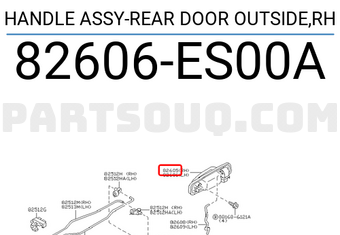 Nissan 82606ES00A HANDLE ASSY-REAR DOOR OUTSIDE,RH