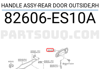 Nissan 82606ES10A HANDLE ASSY-REAR DOOR OUTSIDE,RH