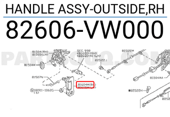 Nissan 82606VW000 HANDLE ASSY-OUTSIDE,RH