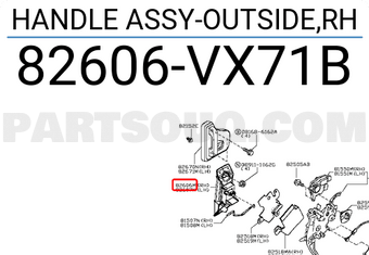 Nissan 82606VX71B HANDLE ASSY-OUTSIDE,RH