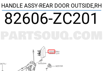 Nissan 82606ZC201 HANDLE ASSY-REAR DOOR OUTSIDE,RH