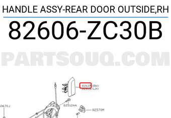 Nissan 82606ZC30B HANDLE ASSY-REAR DOOR OUTSIDE,RH