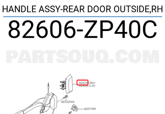 Nissan 82606ZP40C HANDLE ASSY-REAR DOOR OUTSIDE,RH