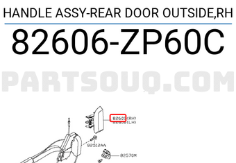 Nissan 82606ZP60C HANDLE ASSY-REAR DOOR OUTSIDE,RH