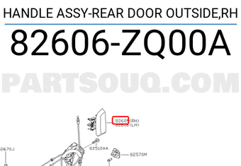 Nissan 82606ZQ00A HANDLE ASSY-REAR DOOR OUTSIDE,RH