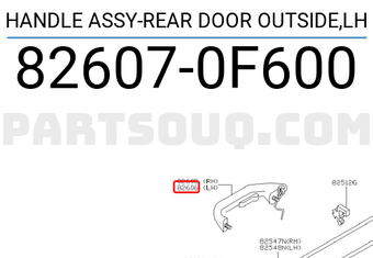 Nissan 826070F600 HANDLE ASSY-REAR DOOR OUTSIDE,LH