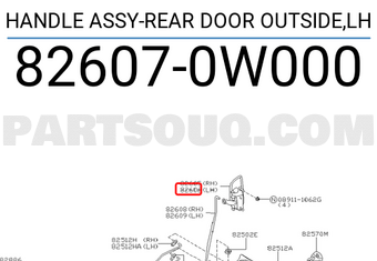 Nissan 826070W000 HANDLE ASSY-REAR DOOR OUTSIDE,LH