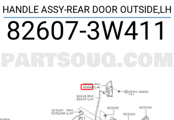 Nissan 826073W411 HANDLE ASSY-REAR DOOR OUTSIDE,LH