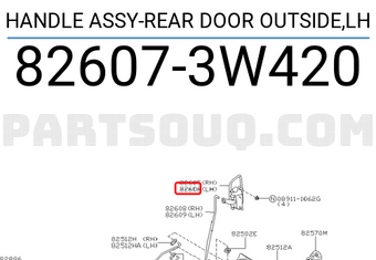 Nissan 826073W420 HANDLE ASSY-REAR DOOR OUTSIDE,LH