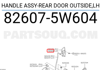 Nissan 826075W604 HANDLE ASSY-REAR DOOR OUTSIDE,LH