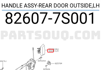 Nissan 826077S001 HANDLE ASSY-REAR DOOR OUTSIDE,LH