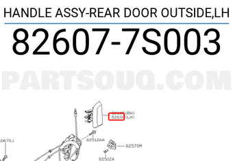 Nissan 826077S003 HANDLE ASSY-REAR DOOR OUTSIDE,LH