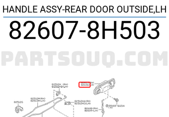 Nissan 826078H503 HANDLE ASSY-REAR DOOR OUTSIDE,LH