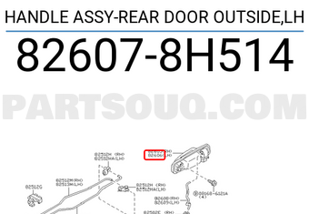 Nissan 826078H514 HANDLE ASSY-REAR DOOR OUTSIDE,LH