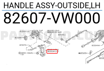 Nissan 82607VW000 HANDLE ASSY-OUTSIDE,LH