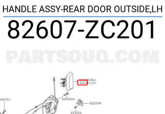 Nissan 82607ZC201 HANDLE ASSY-REAR DOOR OUTSIDE,LH