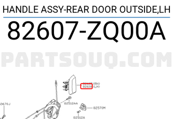 Nissan 82607ZQ00A HANDLE ASSY-REAR DOOR OUTSIDE,LH