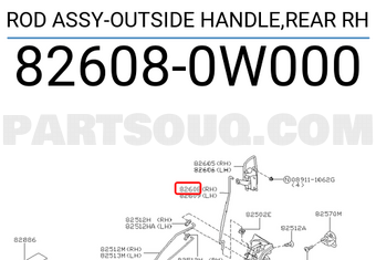 Nissan 826080W000 ROD ASSY-OUTSIDE HANDLE,REAR RH