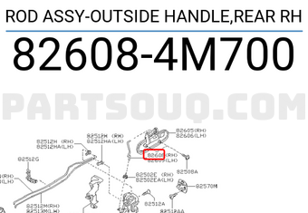 Nissan 826084M700 ROD ASSY-OUTSIDE HANDLE,REAR RH