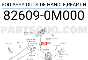 Nissan 826090M000 ROD ASSY-OUTSIDE HANDLE,REAR LH