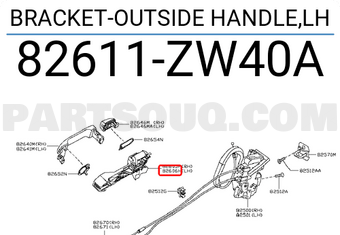 Nissan 82611ZW40A BRACKET-OUTSIDE HANDLE,LH