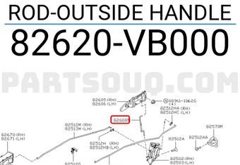 Nissan 82620VB000 ROD-OUTSIDE HANDLE