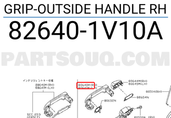 Nissan 826401V10A GRIP-OUTSIDE HANDLE RH
