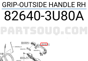 Nissan 826403U80A GRIP-OUTSIDE HANDLE RH