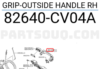 Nissan 82640CV04A GRIP-OUTSIDE HANDLE RH