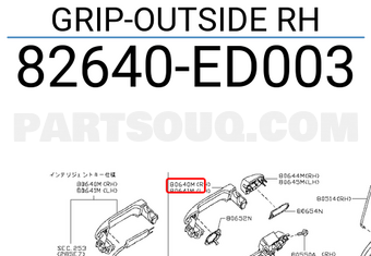 Nissan 82640ED003 GRIP-OUTSIDE RH