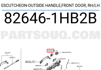 Nissan 826461HB2B ESCUTCHEON-OUTSIDE HANDLE,FRONT DOOR, RH/LH