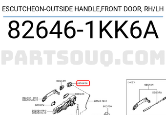 Nissan 826461KK6A ESCUTCHEON-OUTSIDE HANDLE,FRONT DOOR, RH/LH
