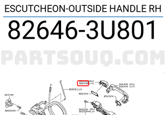 Nissan 826463U801 ESCUTCHEON-OUTSIDE HANDLE RH