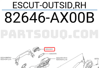 Nissan 82646AX00B ESCUT-OUTSID,RH
