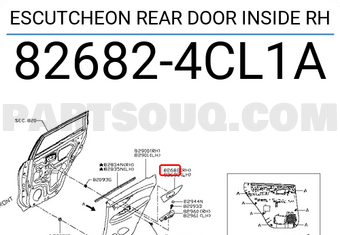 Nissan 826824CL1A ESCUTCHEON REAR DOOR INSIDE RH