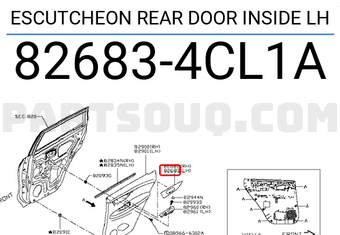 Nissan 826834CL1A ESCUTCHEON REAR DOOR INSIDE LH