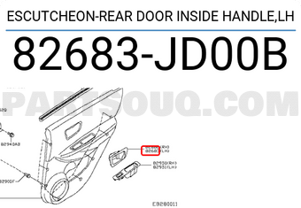 Nissan 82683JD00B ESCUTCHEON-REAR DOOR INSIDE HANDLE,LH