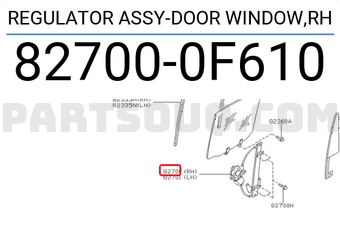 Nissan 827000F610 REGULATOR ASSY-DOOR WINDOW,RH