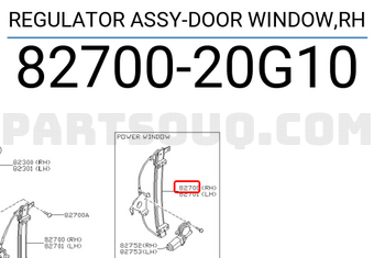 Nissan 8270020G10 REGULATOR ASSY-DOOR WINDOW,RH