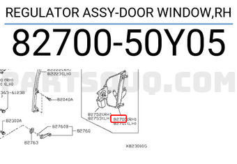 Nissan 8270050Y05 REGULATOR ASSY-DOOR WINDOW,RH